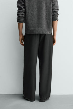 Pinstripe Pleated Trousers
