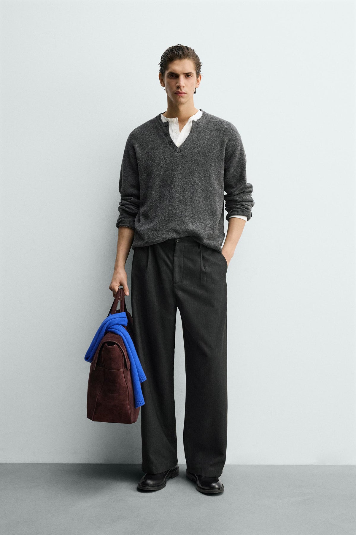 Pinstripe Pleated Trousers