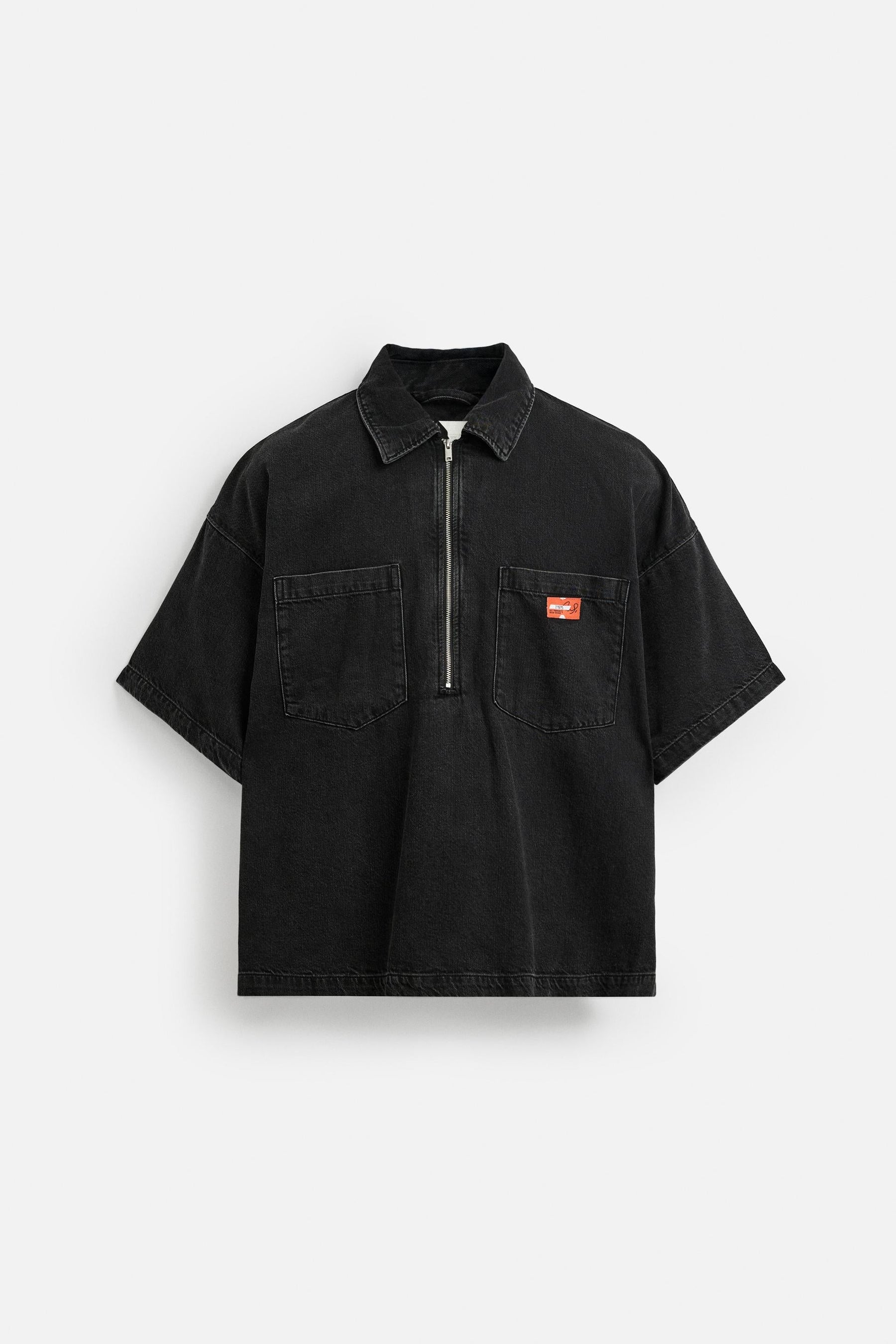 ZIP-UP DENIM POLO SHIRT - Image 6