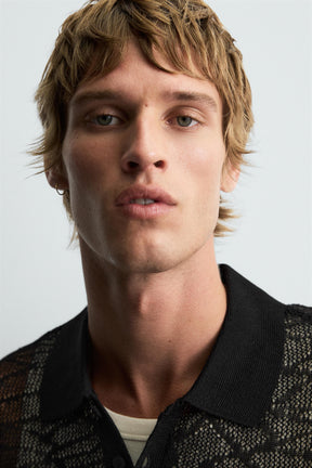 Poloshirt aus Spitzenstrick