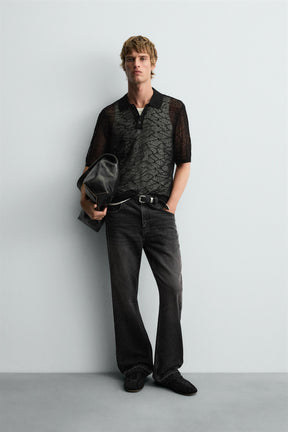 OPENWORK KNIT POLO SHIRT - Image 1