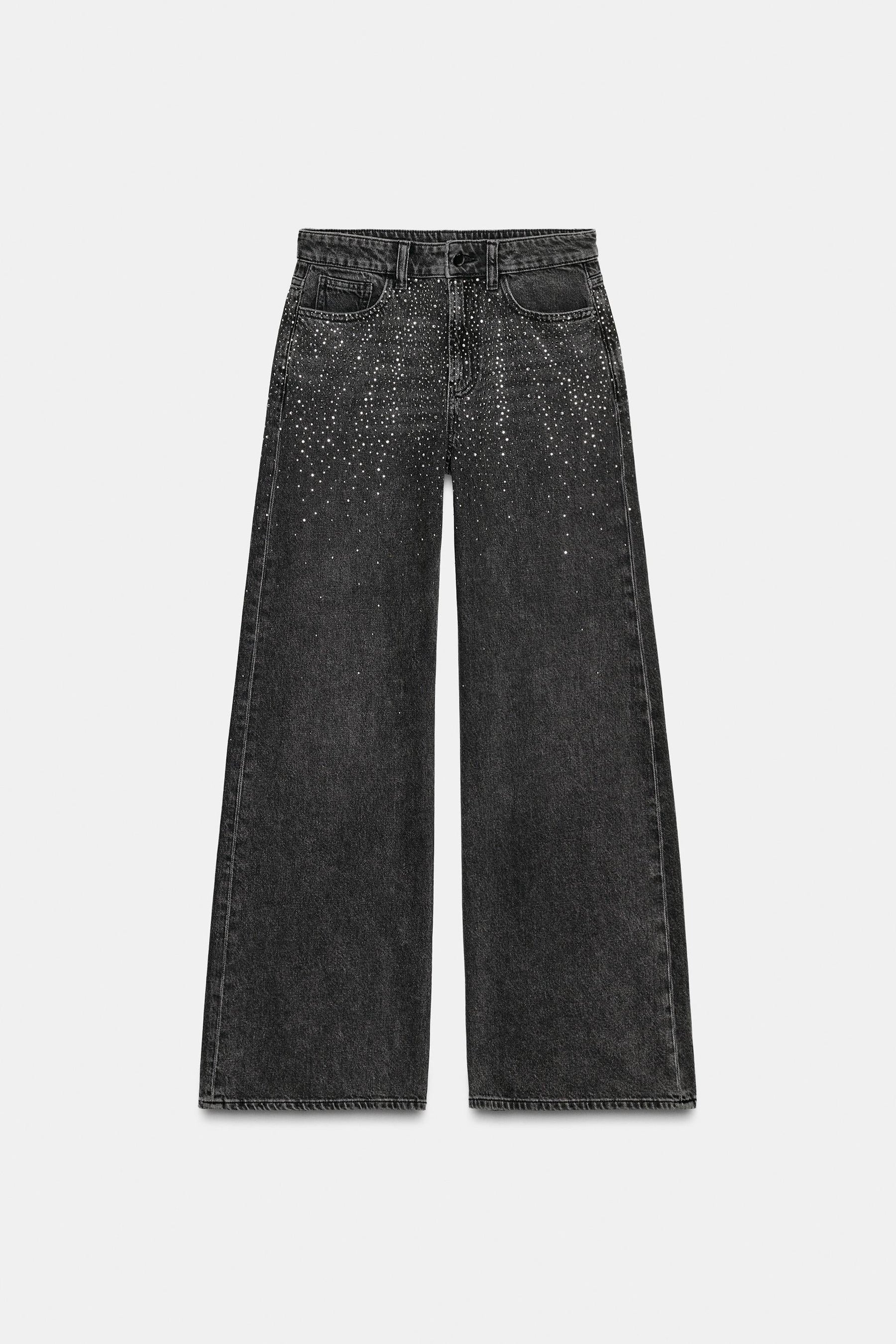 Wide-leg jeans with beads