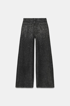 Wide-leg jeans with beads