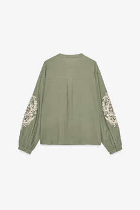 EMBROIDERED COTTON BLOUSE