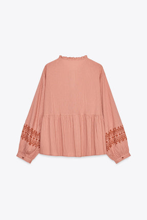 Embroidered Contrast Blouse