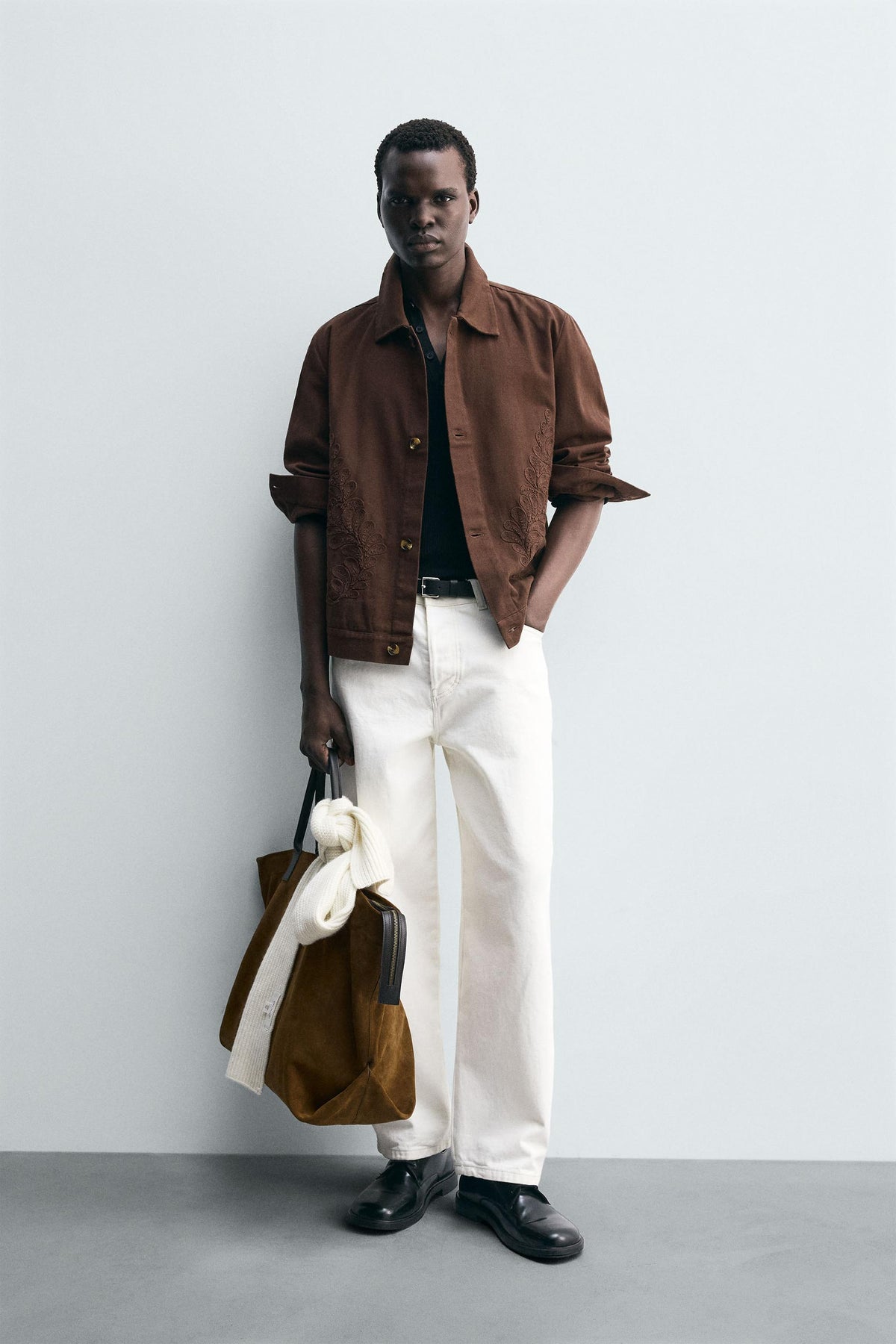 EMBROIDERED STRUCTURED OVERSHIRT - Image 1