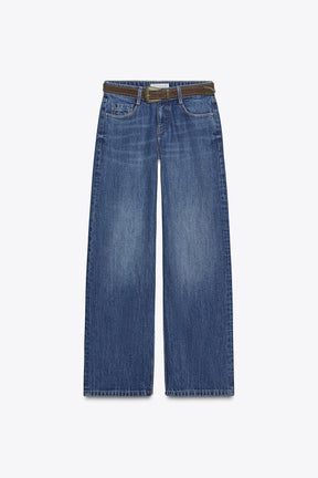 Low-rise wide-leg jeans