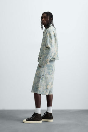 FLORAL PRINT DENIM JACKET - Image 4