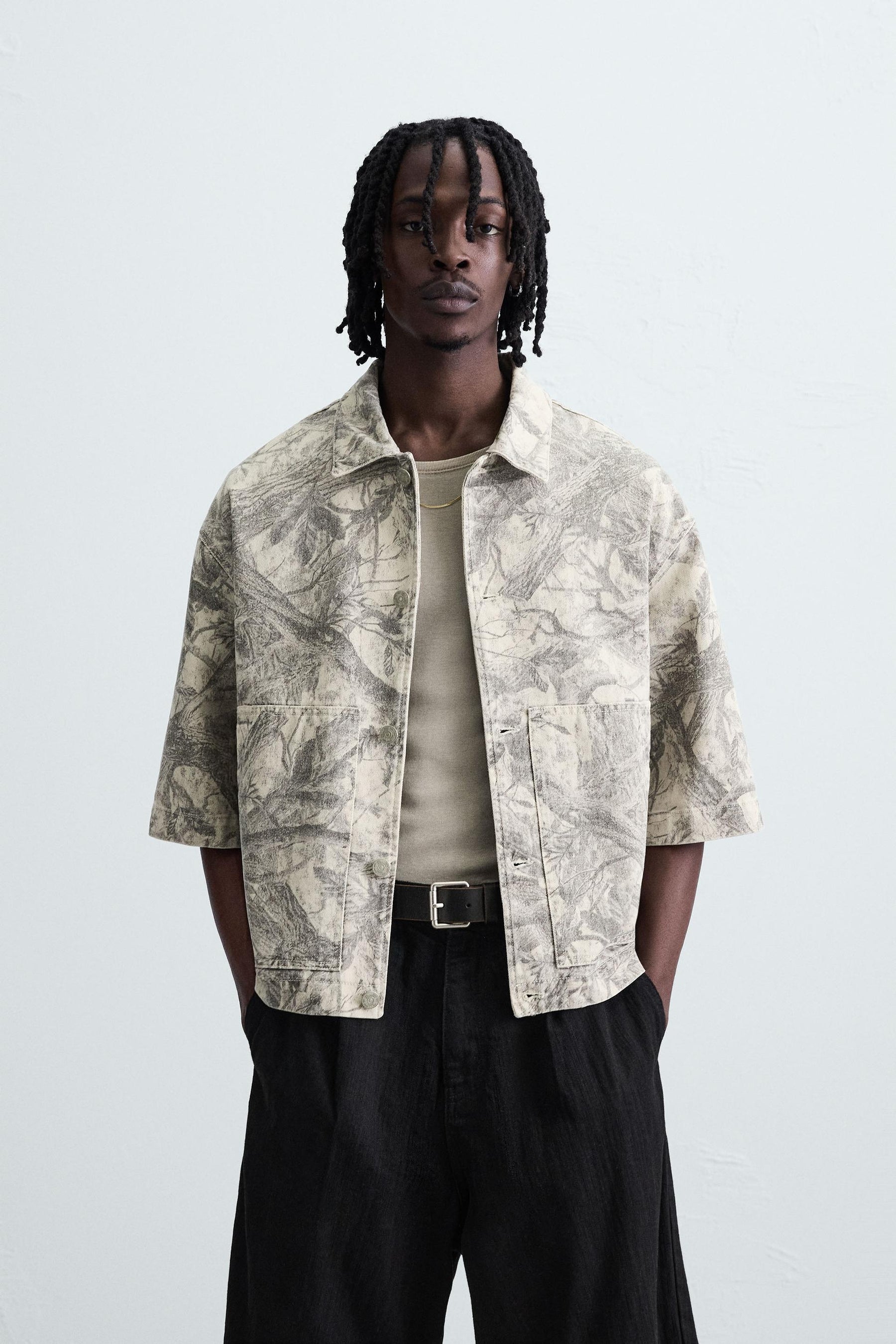 WASHED ABSTRACT PRINT OVERSHIRT - Image 2
