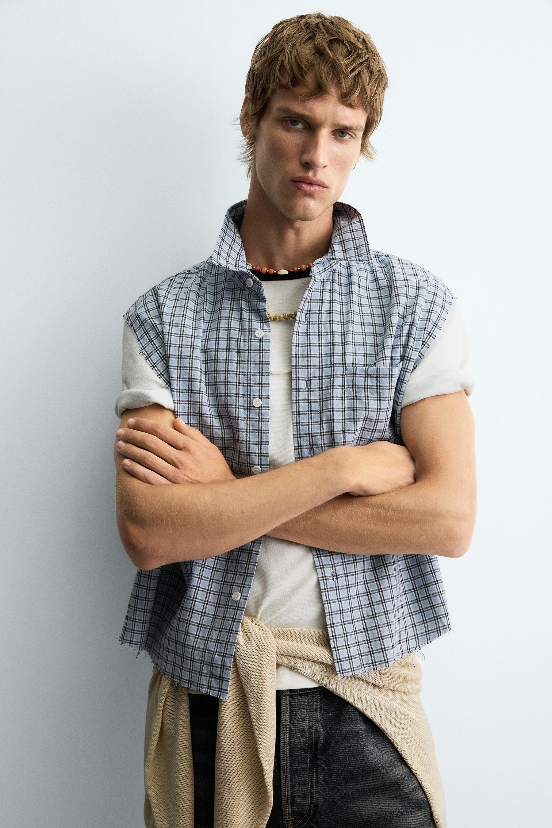 CROPPED FIT CHECK SHIRT - Image 6