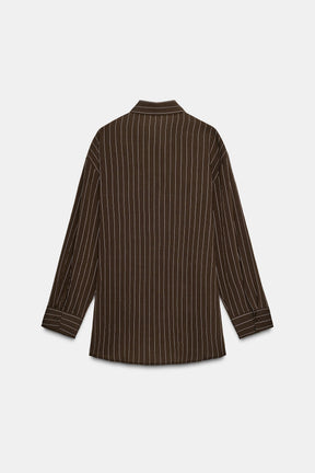 Striped Buckle-Detailed Shirt