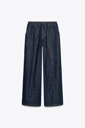 Jogging-Jeans mit weitem Bein