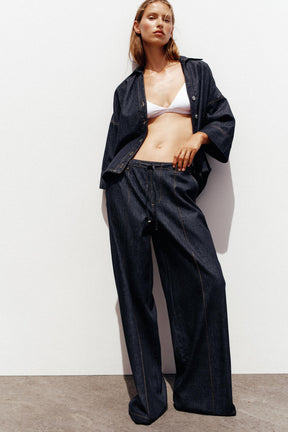 Jogging-Jeans mit weitem Bein