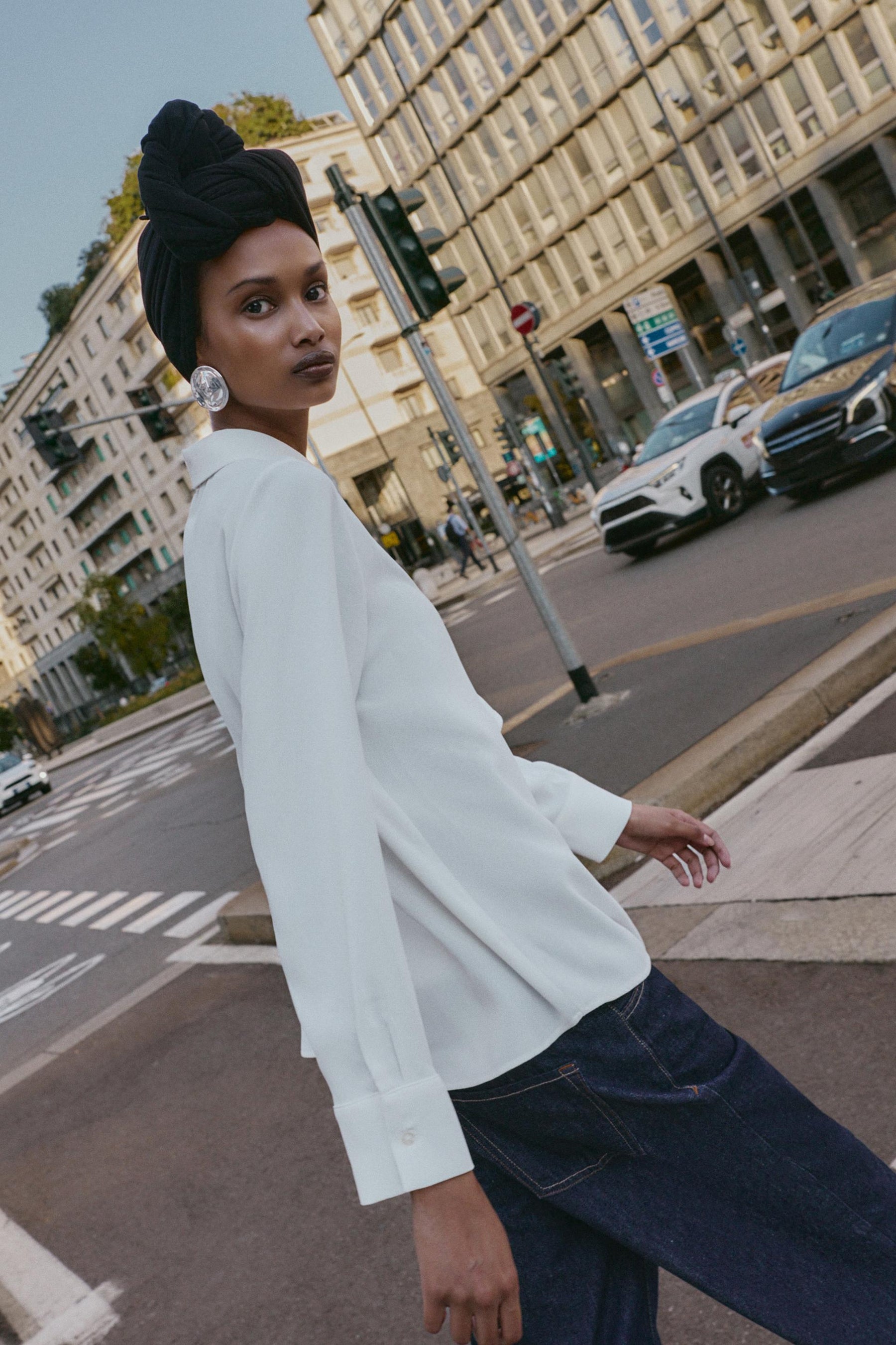 Crepe Ruffled Shirt
