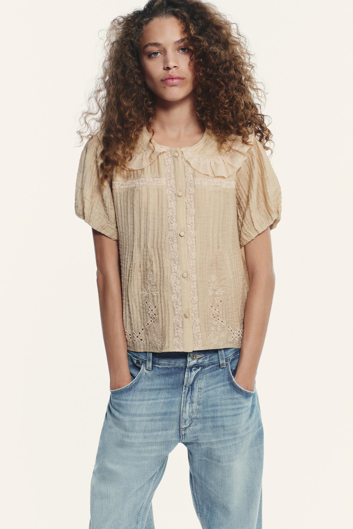 Embroidered Peter Pan Shirt