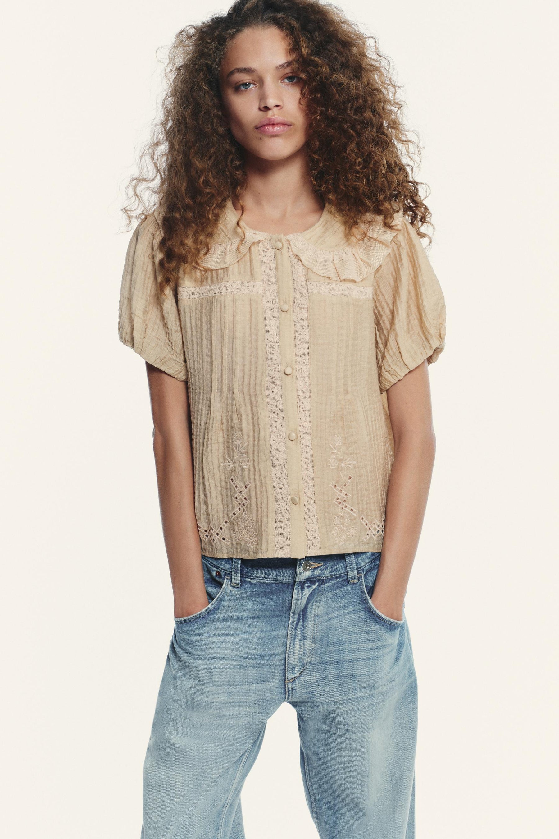 Embroidered Peter Pan Shirt