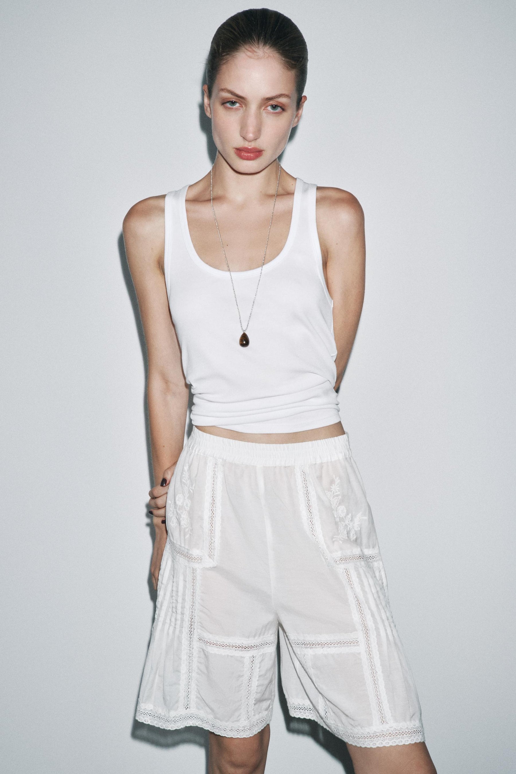 Embroidered Lace Bermuda Shorts