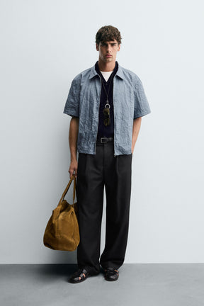 CREASED-EFFECT ZIP-UP SHIRT - Image 1