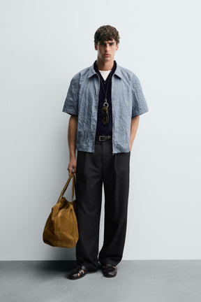 CREASED-EFFECT ZIP-UP SHIRT - Image 1