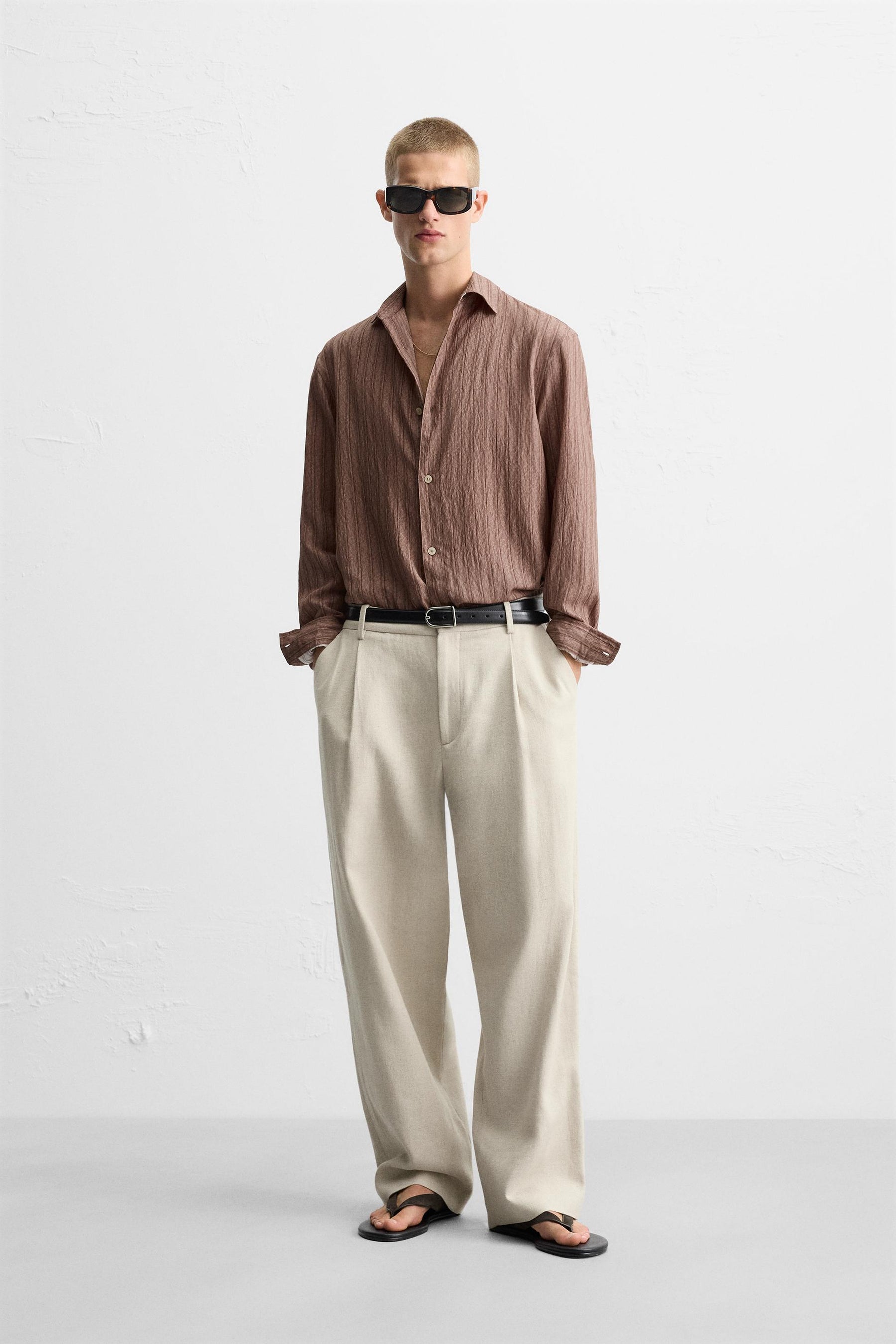 STRIPED FLOWING SHIRT - Image 1