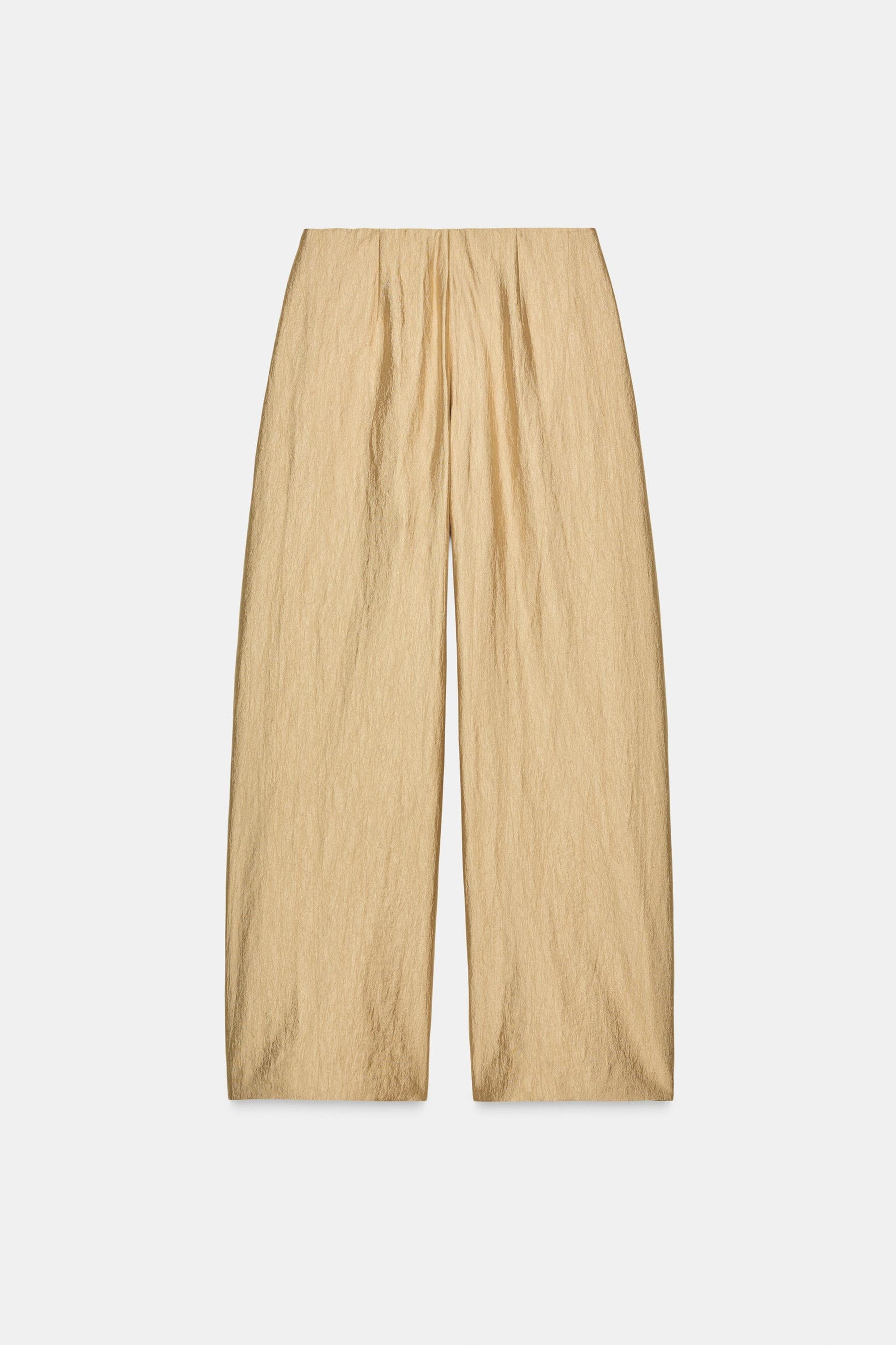 PLEATED METALLIC WIDE-LEG TROUSERS