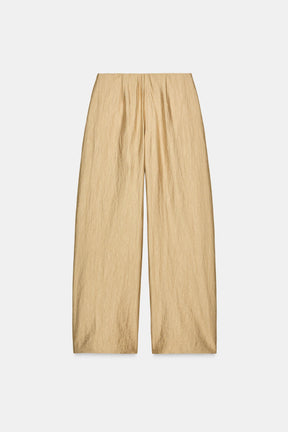 PLEATED METALLIC WIDE-LEG TROUSERS