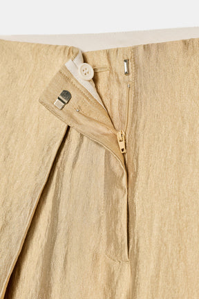 PLEATED METALLIC WIDE-LEG TROUSERS