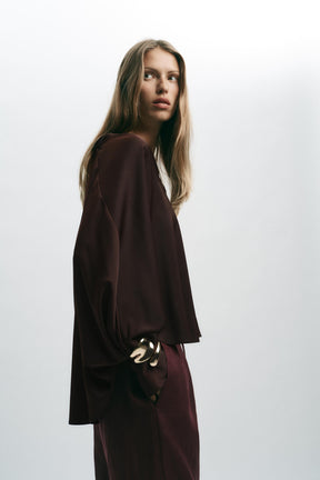 Satin Blouse with Sleeves