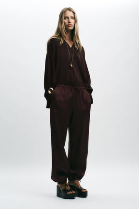 Satin Blouse with Sleeves