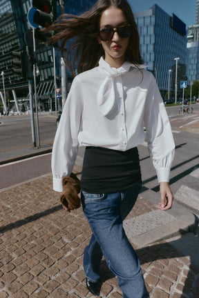 Bow-Detailed Poplin Shirt