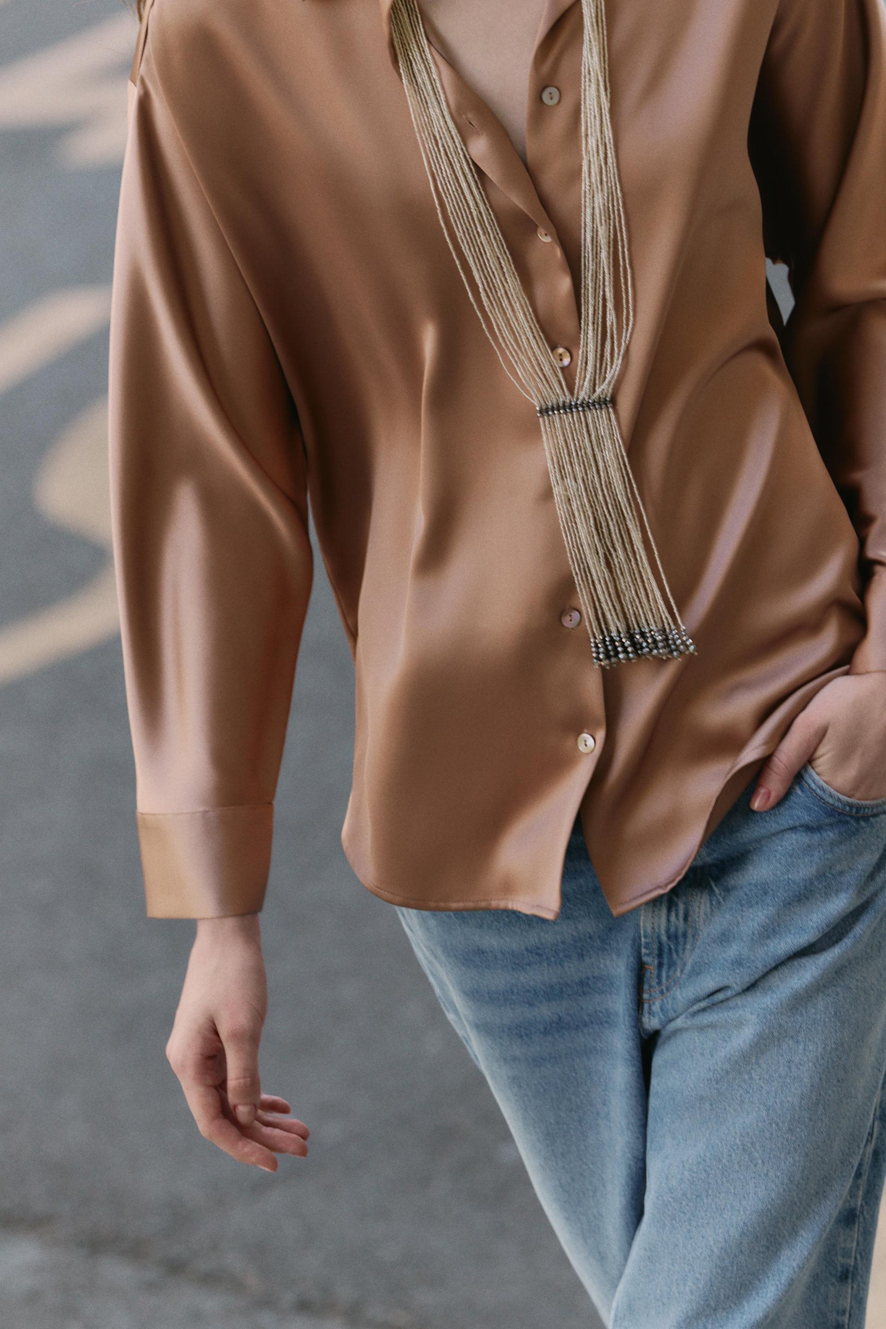 SATIN DROP-SHOULDER SHIRT