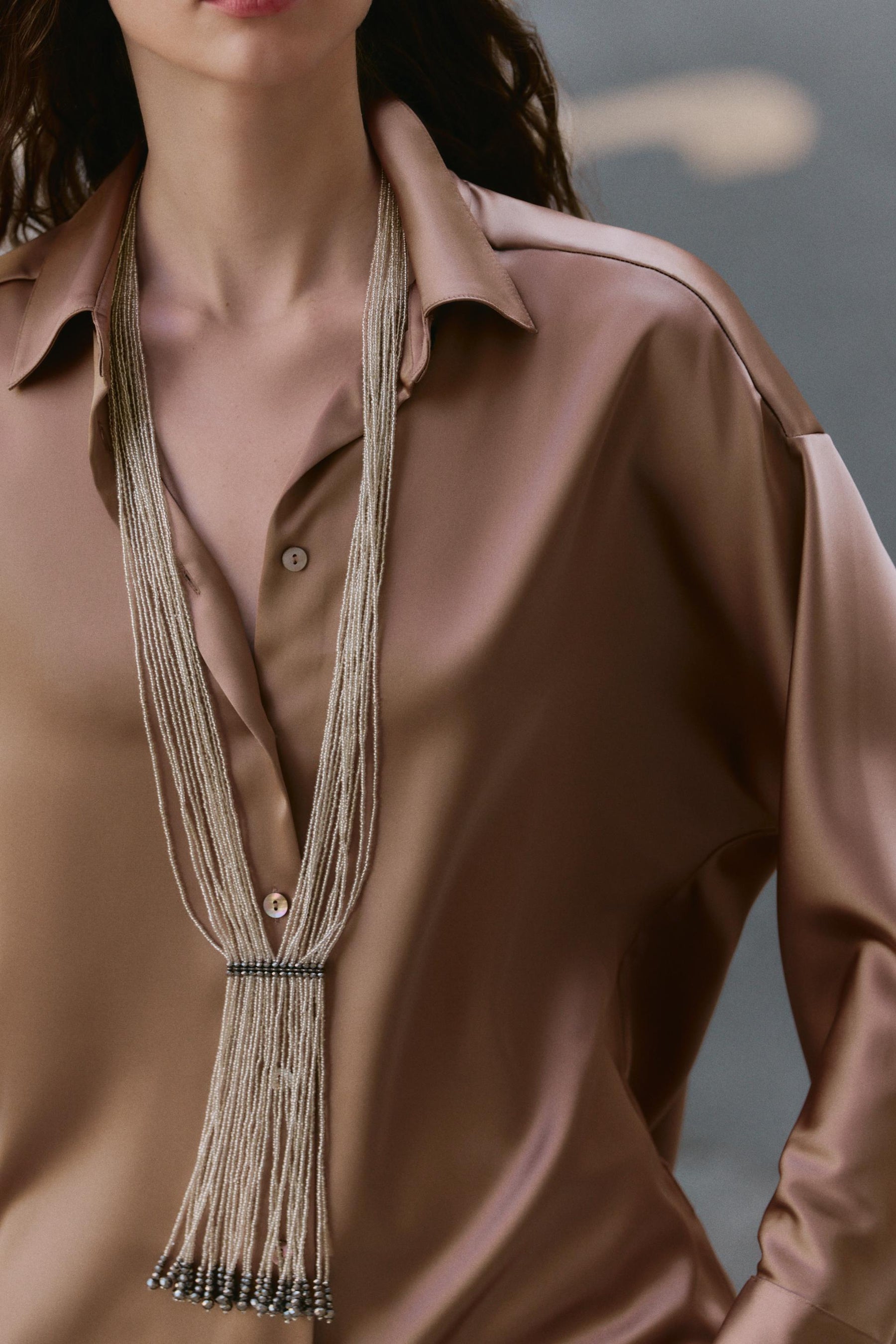 SATIN DROP-SHOULDER SHIRT