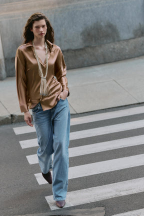SATIN DROP-SHOULDER SHIRT
