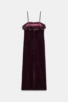 Beaded Velvet Midi Dress