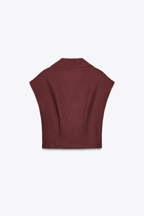 Linen Blend Crossover Top