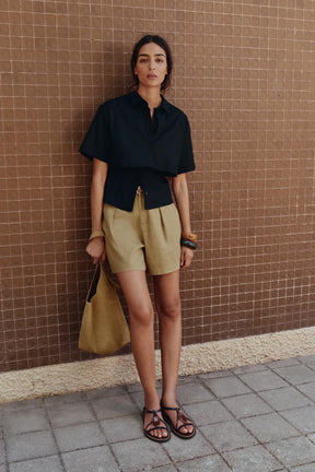 Linen Blend Fitted Shirt