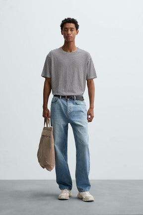 COTTON - LINEN STRIPED T-SHIRT - Image 1
