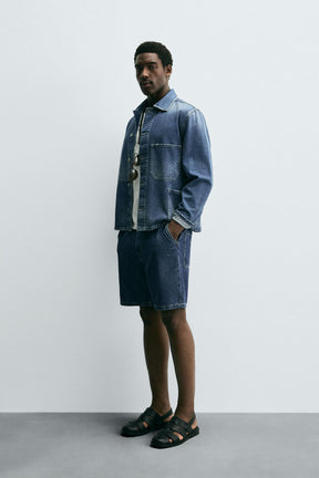 LIGHTWEIGHT DENIM STRAIGHT-LEG BERMUDA SHORTS - Image 4