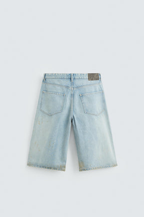 VINTAGE EFFECT BAGGY FIT DENIM BERMUDA SHORTS - Image 7