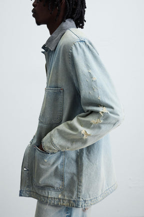 VINTAGE WASHED DENIM OVERSHIRT - Image 5