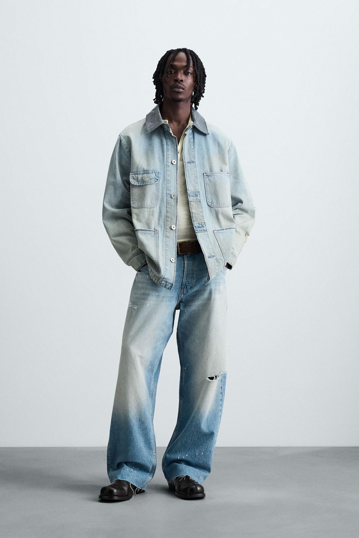 VINTAGE WASHED DENIM OVERSHIRT - Image 1