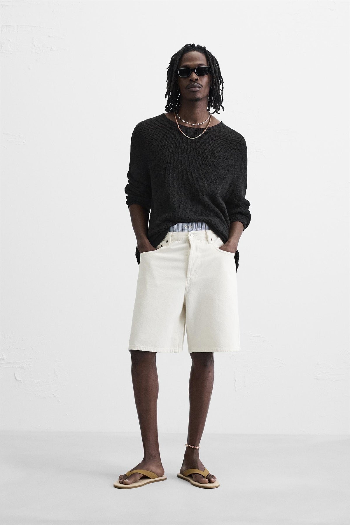 STRAIGHT-LEG DENIM BERMUDA SHORTS - Image 1