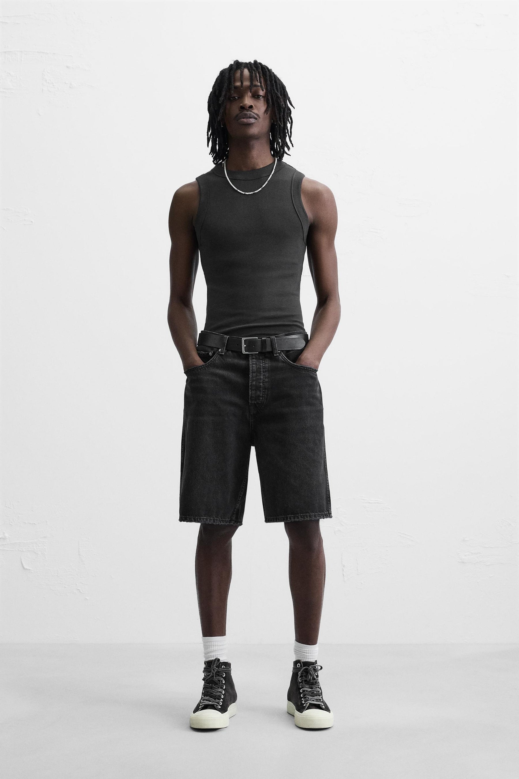 STRAIGHT-LEG DENIM BERMUDA SHORTS - Image 1