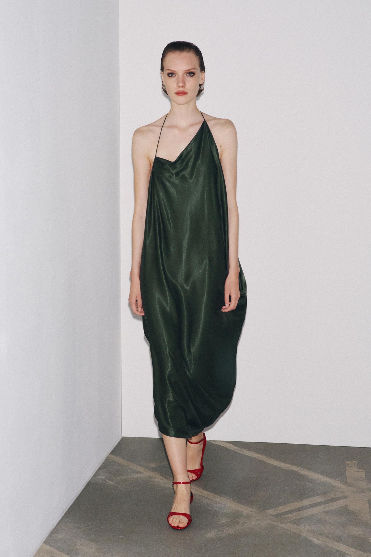 Asymmetric Satin Dress