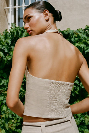 LINEN HALTER TOP