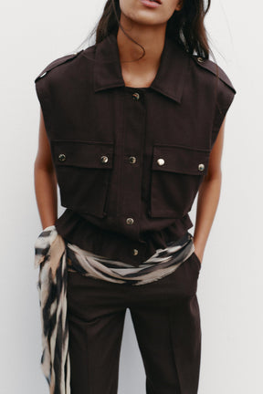 CARGO WAISTCOAT WITH LINEN - Image 2