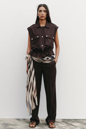 CARGO WAISTCOAT WITH LINEN - Image 1