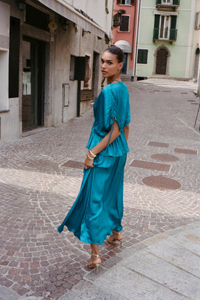 SATIN GATHERED BLOUSE