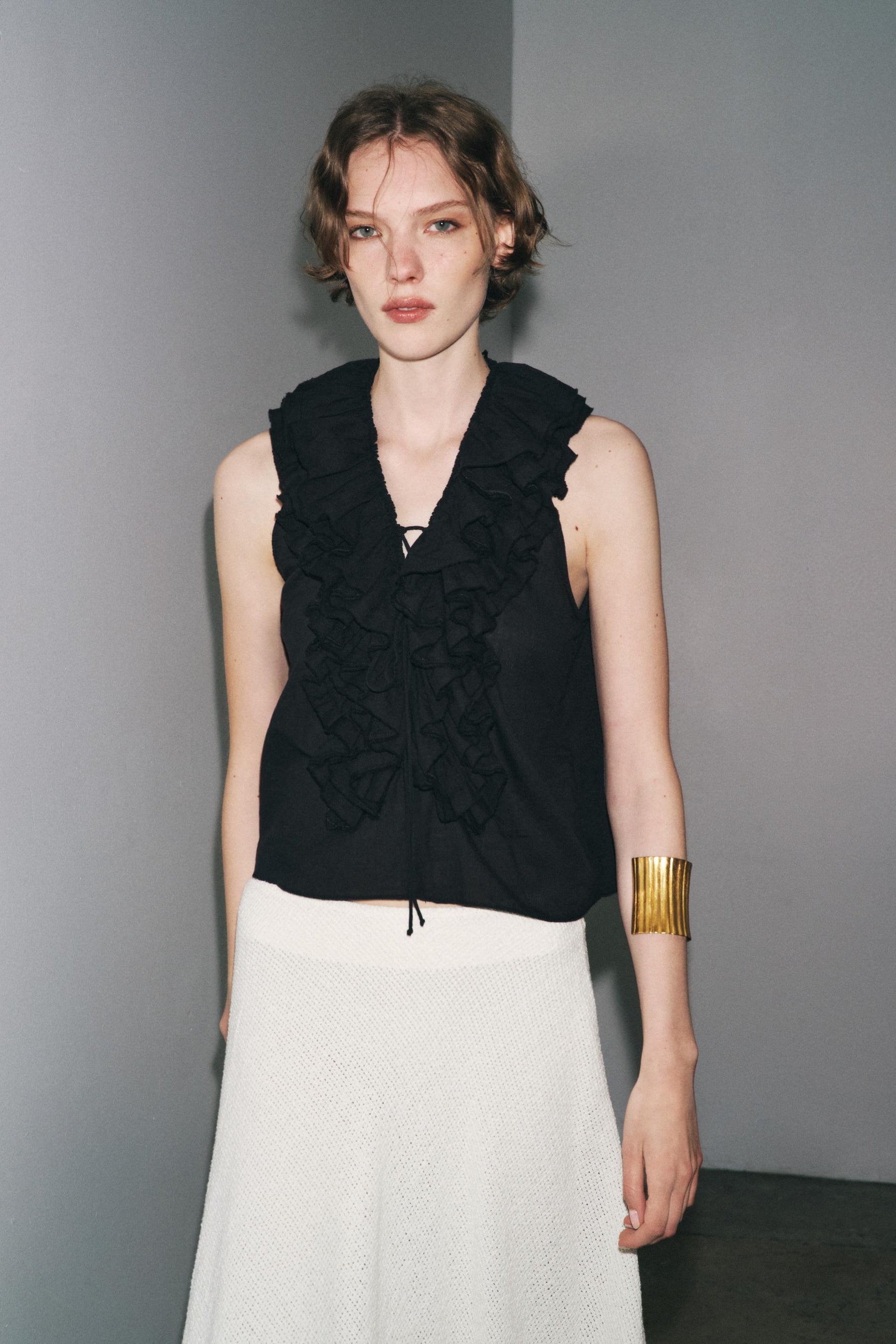 Ruffled Woven Top