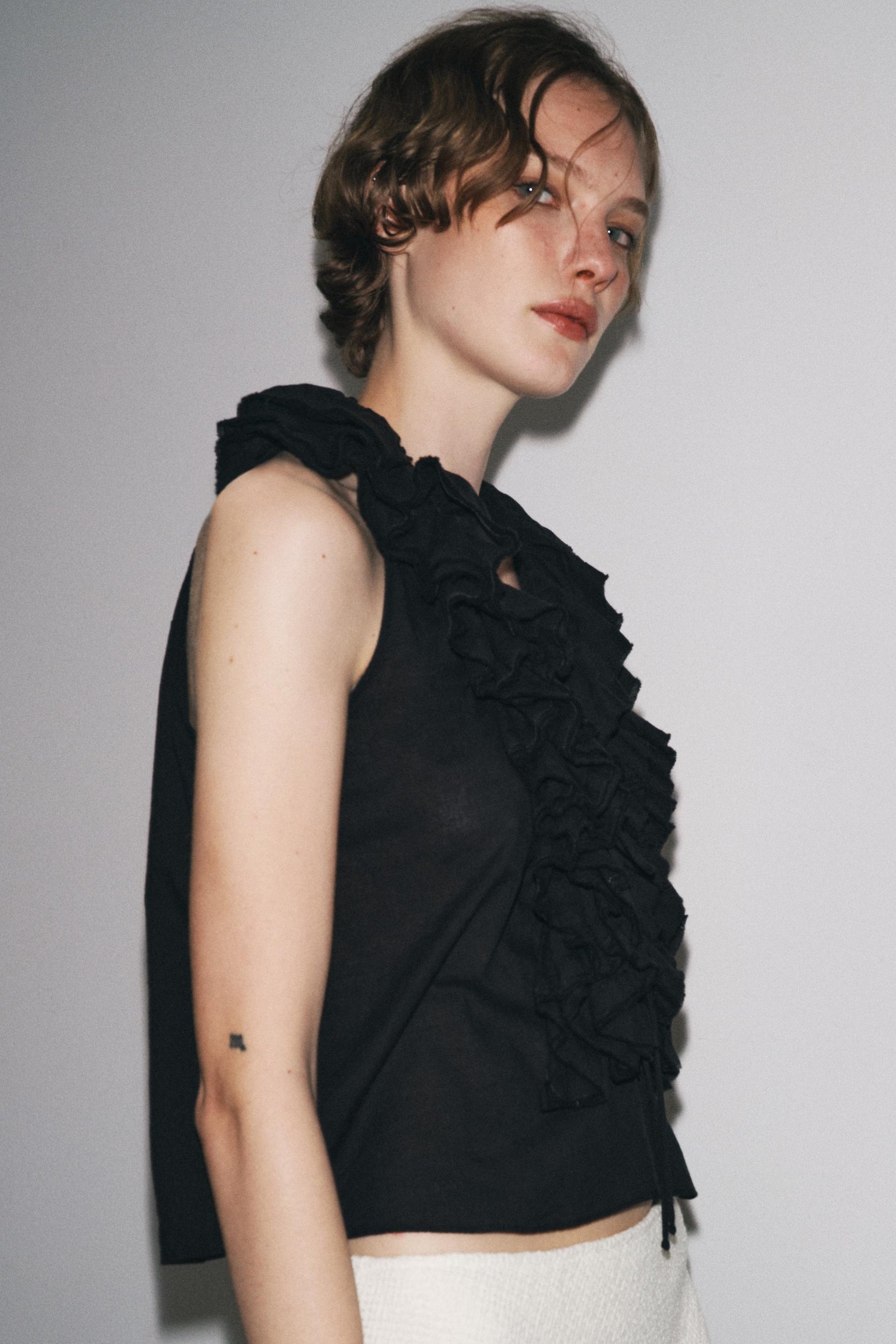 Ruffled Woven Top